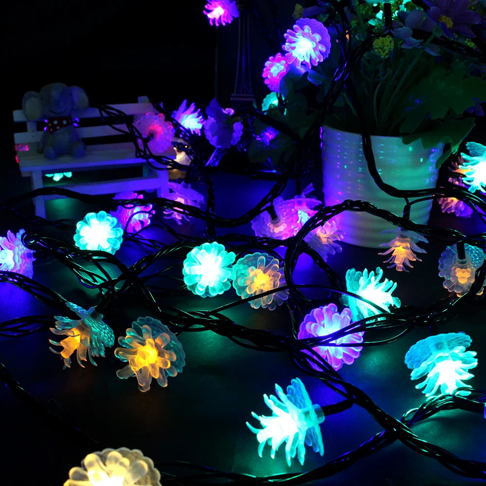 NEW 1pcs cute pine tree lights 110V/220V 10m 80leds Black wires LED