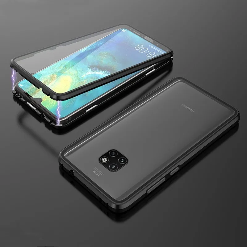 Tongdaytech магнитное закаленное стекло чехол для huawei P30 Pro 360 Защитный чехол s металлический чехол для P20 Pro Lite mate 20 Pro Casa - Цвет: Black