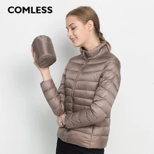 COMLESS New Arrival 22 Colors Women Fashion Ultralight Down Jacket with 90% Down 10%Feather White Down Stand Collar Jacket XXXL