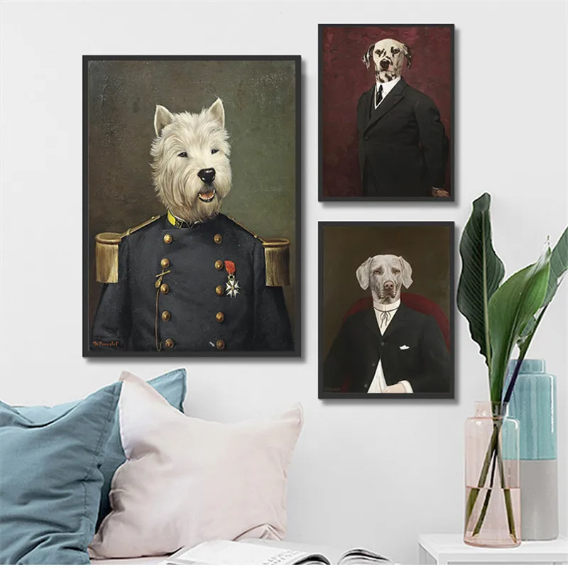

Clever Dog Poster Vintage Wall Art Retro Canvas Painting Animals Living Room Decoration Kids Bedroom shipping within 24 hours