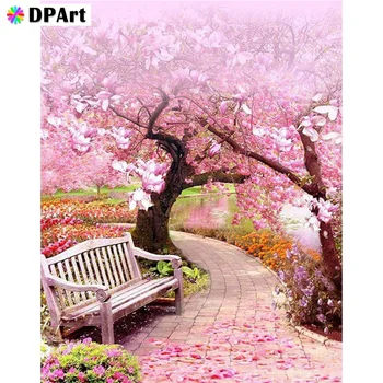 

Diamond Painting 5D Full Square/Round Drill Cherry Blossoms Road Tree Flowers Daimond Embroidery Painting Cross Stitch M638