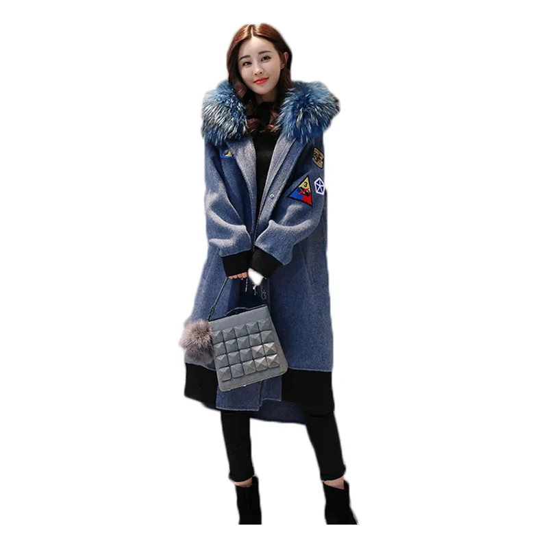 D'hiver La Veste Bleu Laine Col Manteau Blue Garder Frappé Longue De Nouveau Couture 2018 Lâche Au Genou Chaud Femelle Tempérament Femmes EzxYwS7Bq