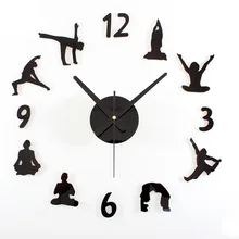2017 Hot Creative Yoga DIY Wall font b Clock b font Acrylic Or Wood Material Wall