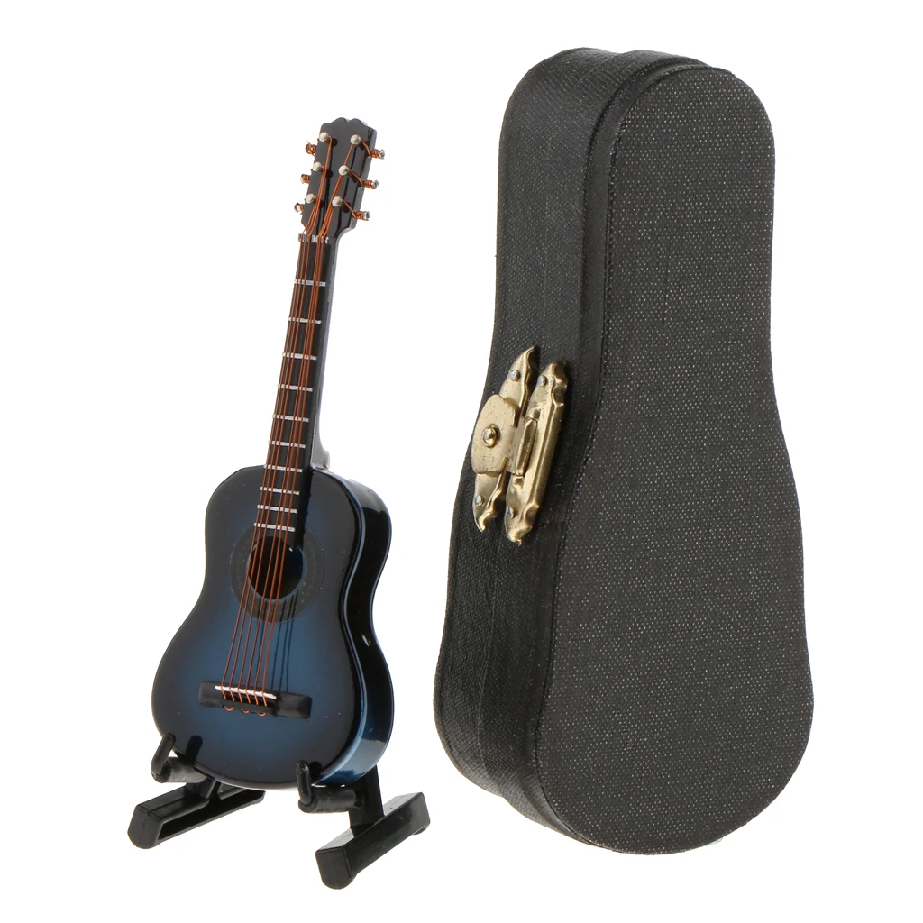 1:12 Acoustic Guitar in Case Music Instrument Dollhouse Musical Room Accessory Doll House Living Room Decor