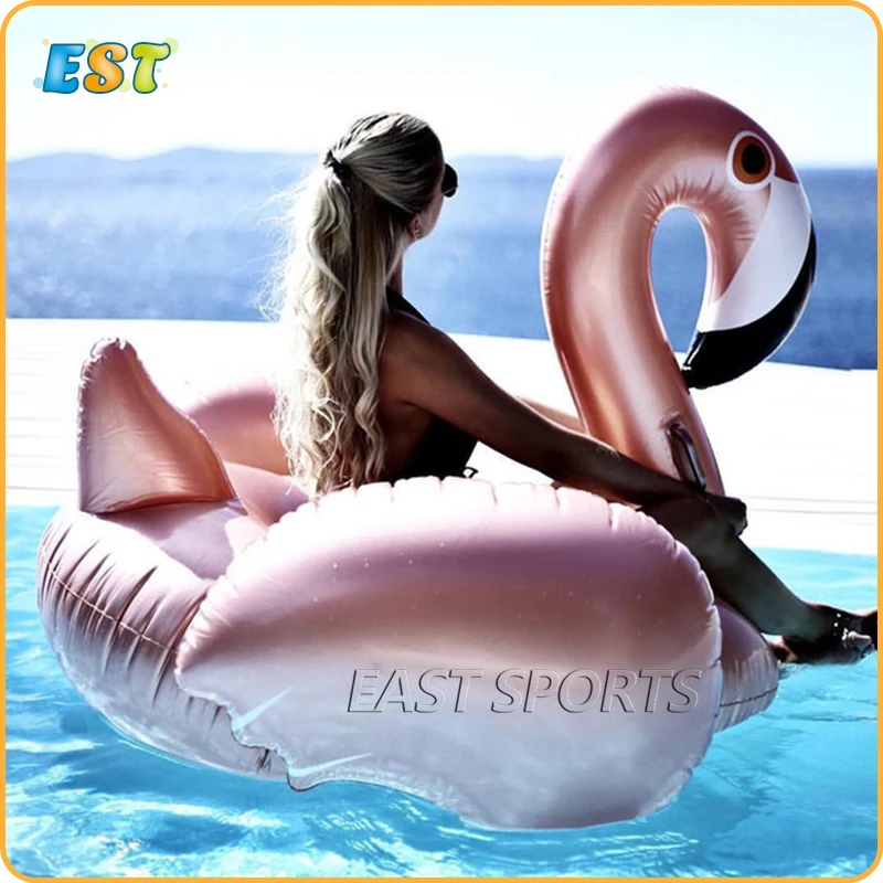 

Popular Swimming Float Tube Raft Rose Gold Inflatable Flamingo Pool Float For sale