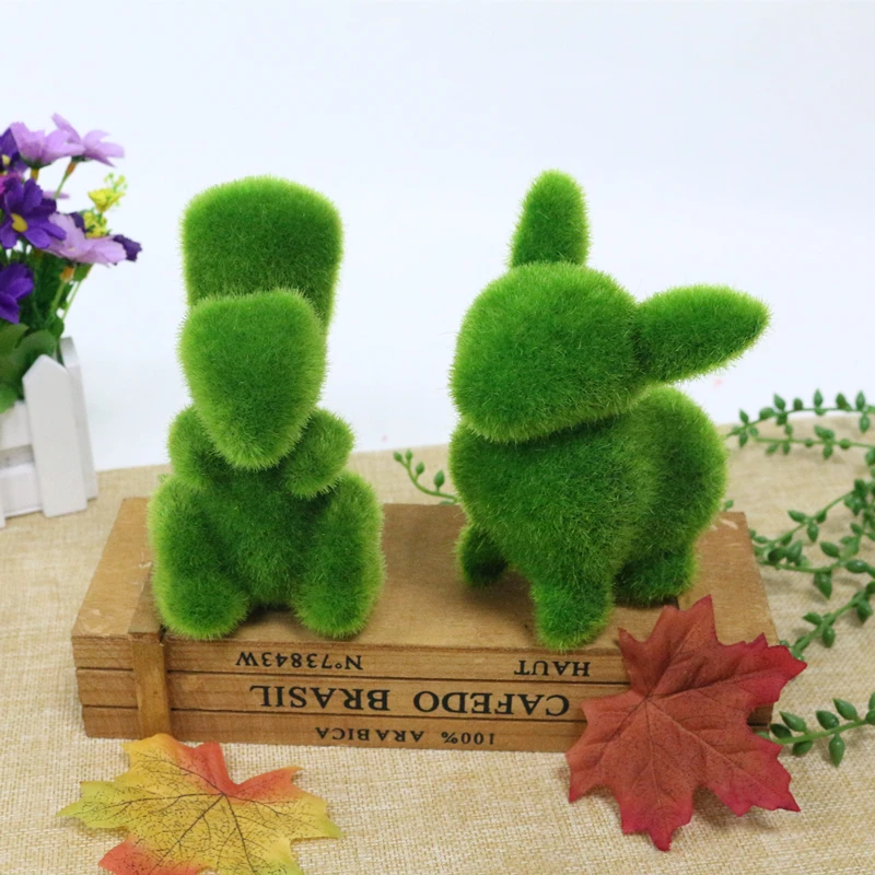 JAROWN Artificial Green Flocking Grass Plush Small Animal Simulation Fake Animal Home Decor Cute Gift Storefront Window Display (21)