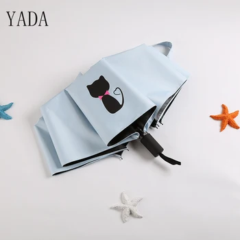 

YADA Back Cats Pattern Charms Folding Umbrella Rain Women uv High Quality Umbrella For Womens Korea Style Child Umbrellas YS428