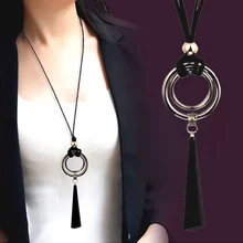 SINLEERY, винтажное, готическое, черное, замшевое, кожаное, длинное, веревочное ожерелье для женщин, большой сплав, круглая подвеска, ожерелье, ювелирное изделие, MY444 SSI