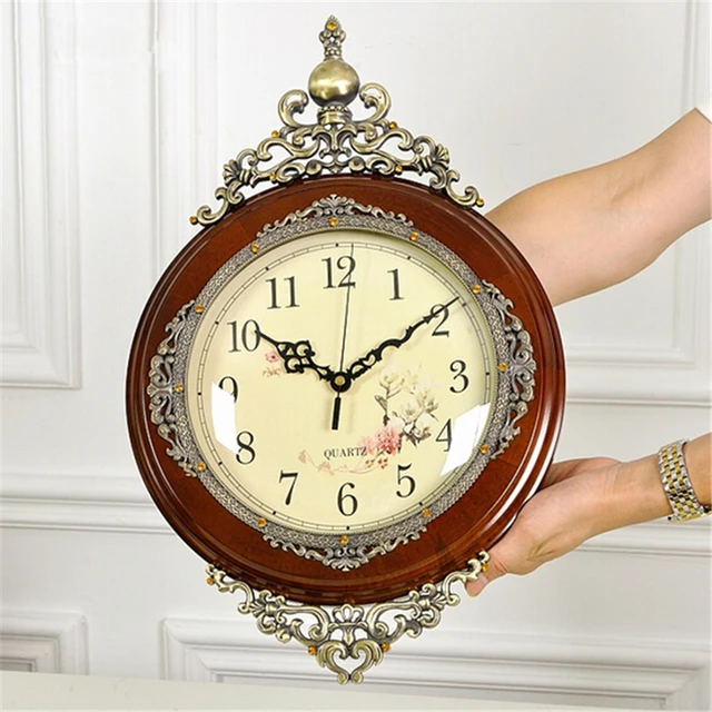 Elegant Antique Wall Clock Fashion Wood Poendant Retro European Large
