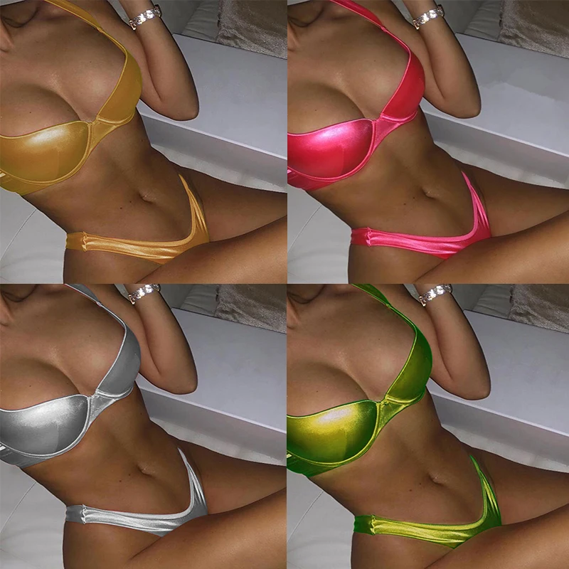 In X розовое бикини mujer bather неоновый купальник женский 2019 сексуальные пуш ап