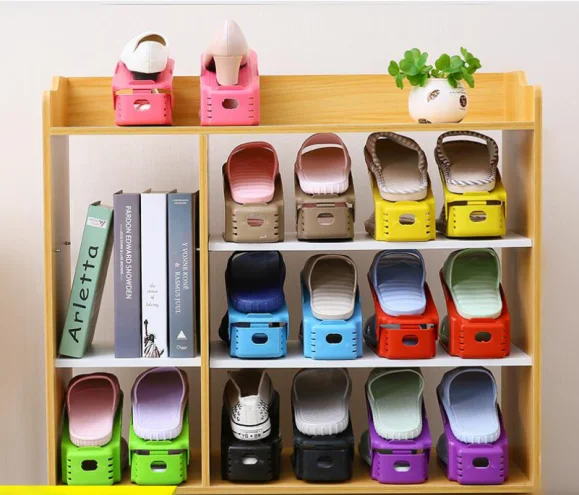 8 ألوان دائم قابل للتعديل الحذاء الرف المنظم حامل الحذاء الفضاء توفير حجرة خزانة الأحذية موقف تخزين رف حامل