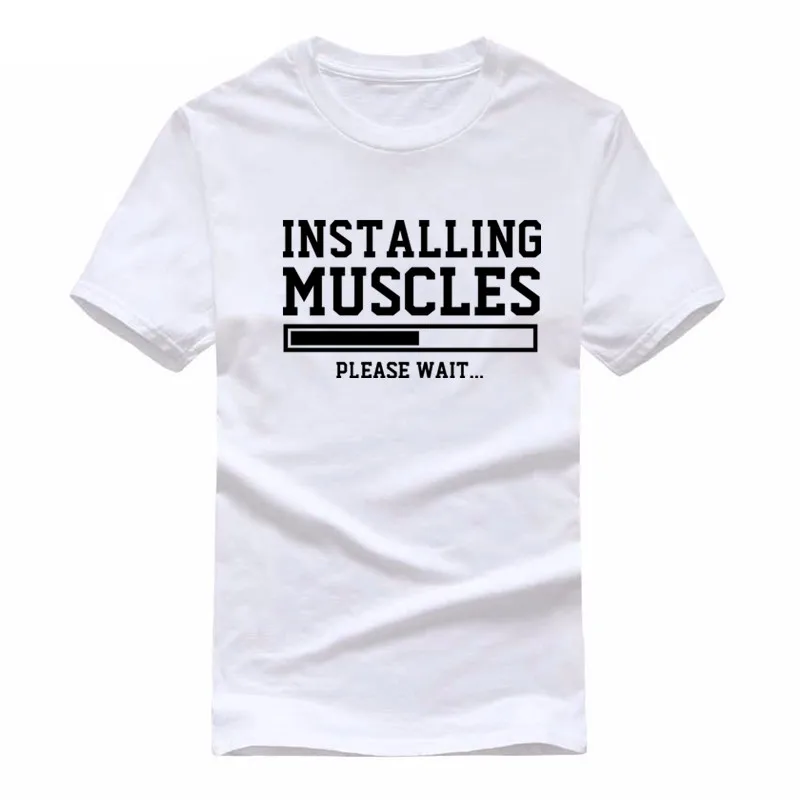 

Men's T-shirts summer 2018 printed INSTALLING MUSCLES funny T-shirt fashion brand clothing crossfit t shirt men homme fitness