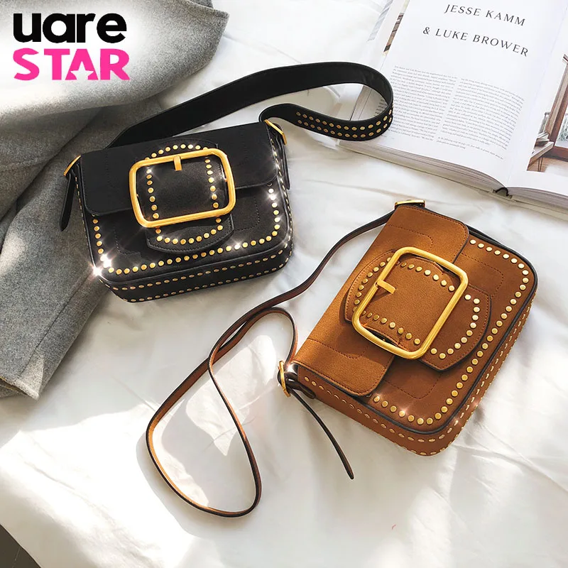 

2018 High Quality PU Small Women's Shoulder Bag Fashion Design Lady Crossbody Bags Rivet Women Messenger Bags