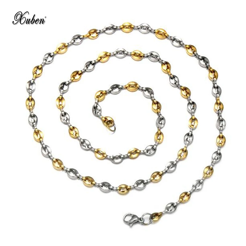 

Jewelry chain wholesale men and women stainless steel coffee beans handmade necklace gold silver color