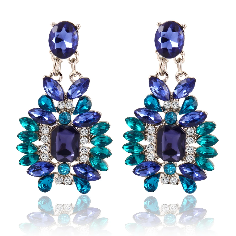 

New Summer Bohemian Colorful Big Drop Earrings Fashion Accessories Crystal Dangle Earrings Jewelry