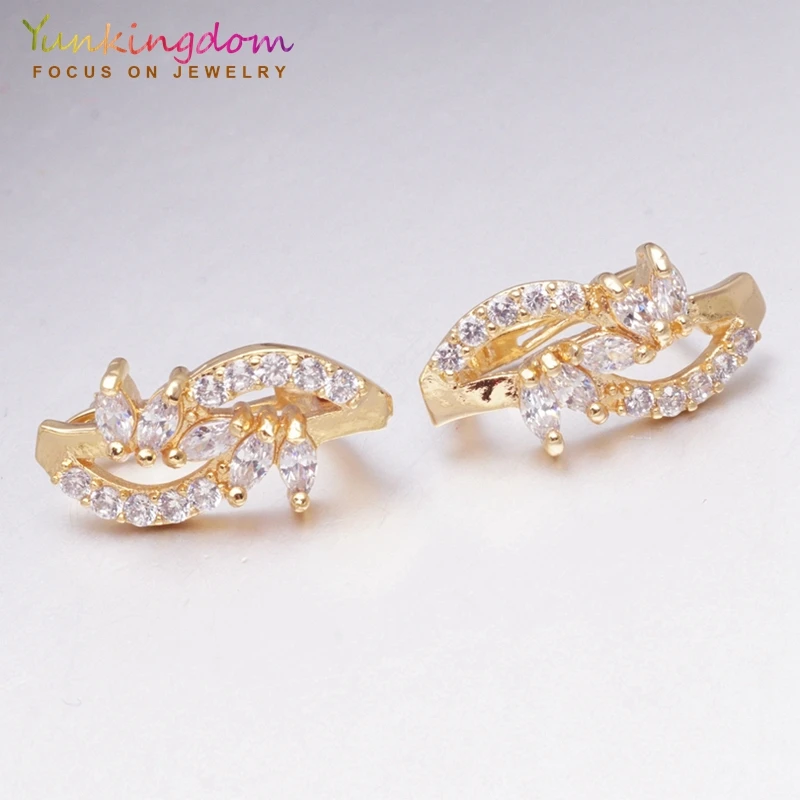 

Yunkingdom wholesale unique design original gold color hoop earrings for women crystal high quality fashion jewelry