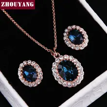 De Calidad superior ZYS112 Oro Azul de Cristal Austriaco Joyería Conjunto Con 2 Unids 1 Collar Pendiente 1