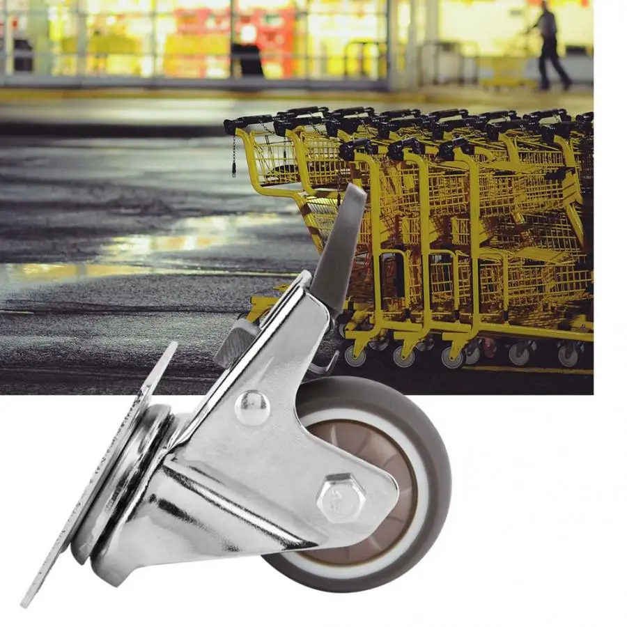 

4 Pcs 2-inch TPR Metal Light Weight Chrome Plate Screw Caster with Brake for Trolley caster wheels furniture