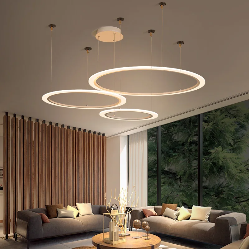 

Modern Living Room Chandelier Ligting Acrylic Circle LED Pendant lamp Hall Chandelier For Dinning Room Decor Suspension Lights