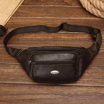 

Men Genuine Leather Waist Bag Vintage famous brand High Quality Sling Chest Bag Cell/Mobile Phone Bag Purse Leather Bags