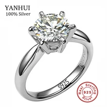 100% Real Sólida Anillos de Bodas de Plata para Las Mujeres Set 8mm Sona CZ Anillo de Compromiso de Diamantes de 925 Anillos de Plata Pura Joyería Fina JZR025