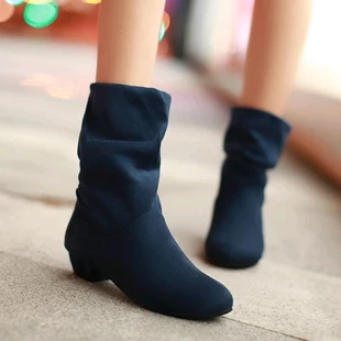 blue calf length boots