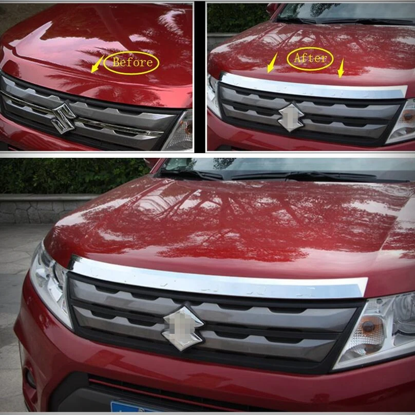 

Lapetus Chrome Front Gill Hood Engine + Rear Trunk Lid Cover Molding Garnish Trim Fit For Suzuki Vitara 2015 2016 2017 2018 2019