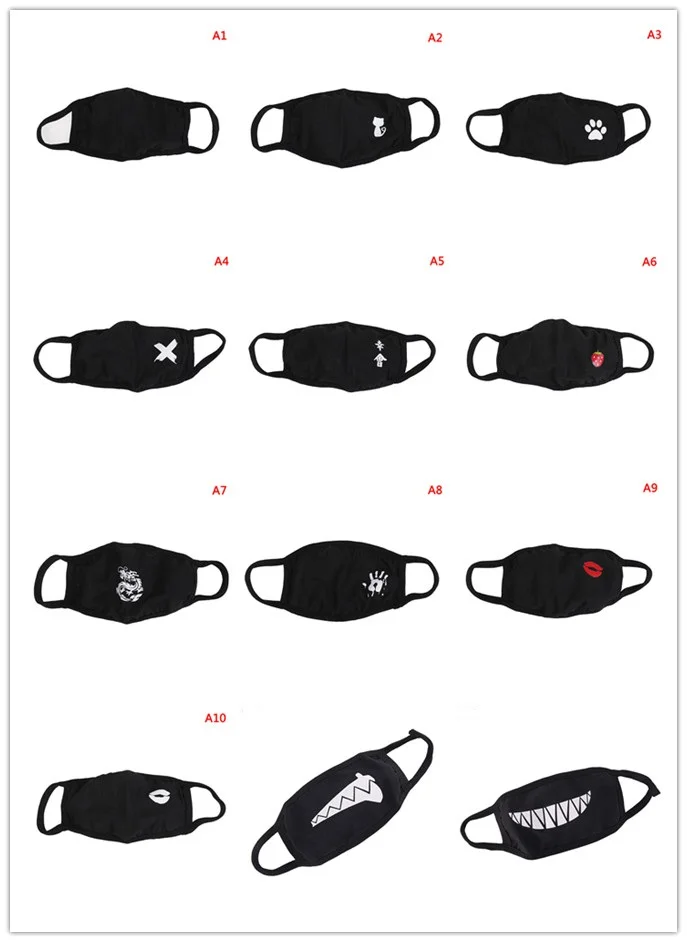 

Unisex Cotton Mouth Mask Multi Styles Dust Respirator Fashion Black Face Masks Men Women Anti-Dust 1pc