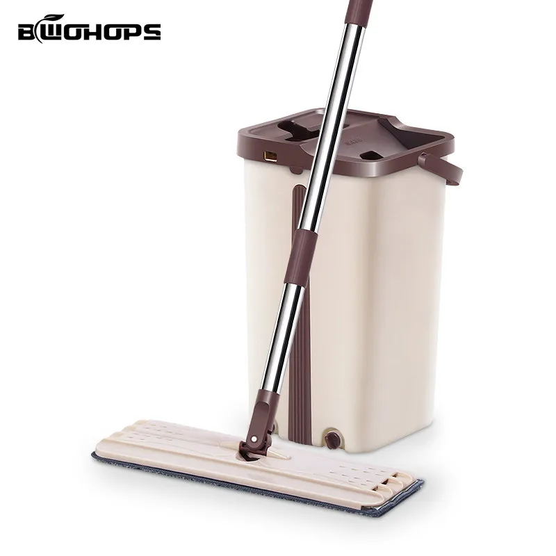 

NEW No-hand Washing Lazy Mop & Bucket Dusting Scraper Magic Fourrure Cleaner Flat Self-wringing Double Sided Dry&Wash Swabs