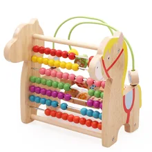 Детские деревянные игрушки многогранные деревянное животное лошадь цветной шарик компьютерная стойка детские ранние Монтессори развивающие игрушки математические игрушки подарки