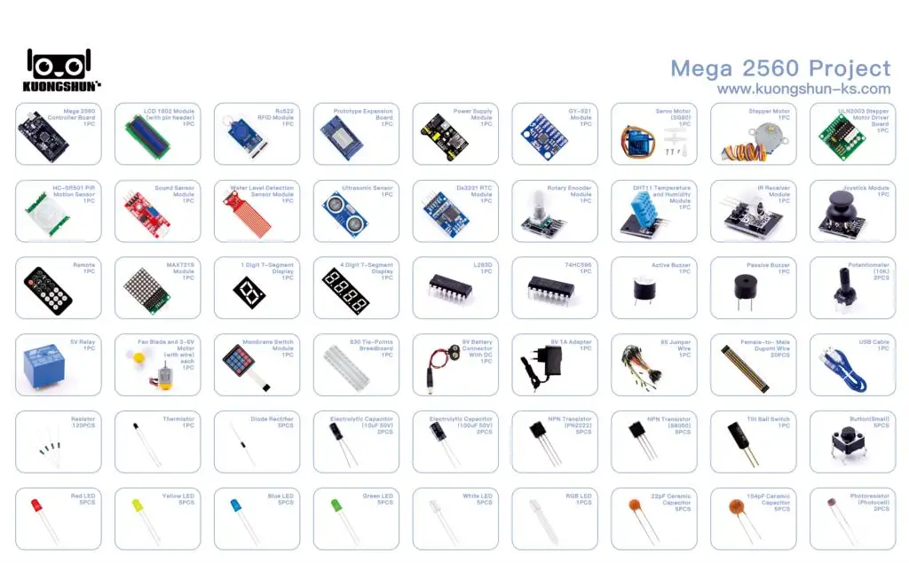 Mega 2560 Project для Arduino самый полный стартовый набор с обучающим руководством UNO
