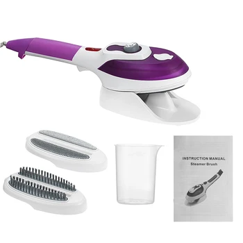 

Portable Handheld Electric Garment Fabric Steamer Cloth Flat Iron Steam Brush with Ceramic Soleplate 2 Detachable Brushes