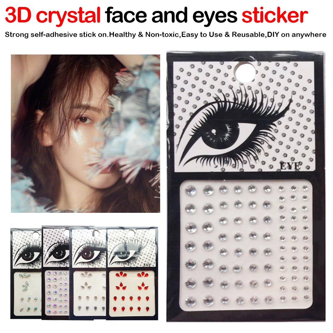 1pcs Glitter Tattoo 3D Sticker Diamond Makeup Eyeliner Eyeshadow Face Jewel Eyes Crystal Makeup Eyes Sticker