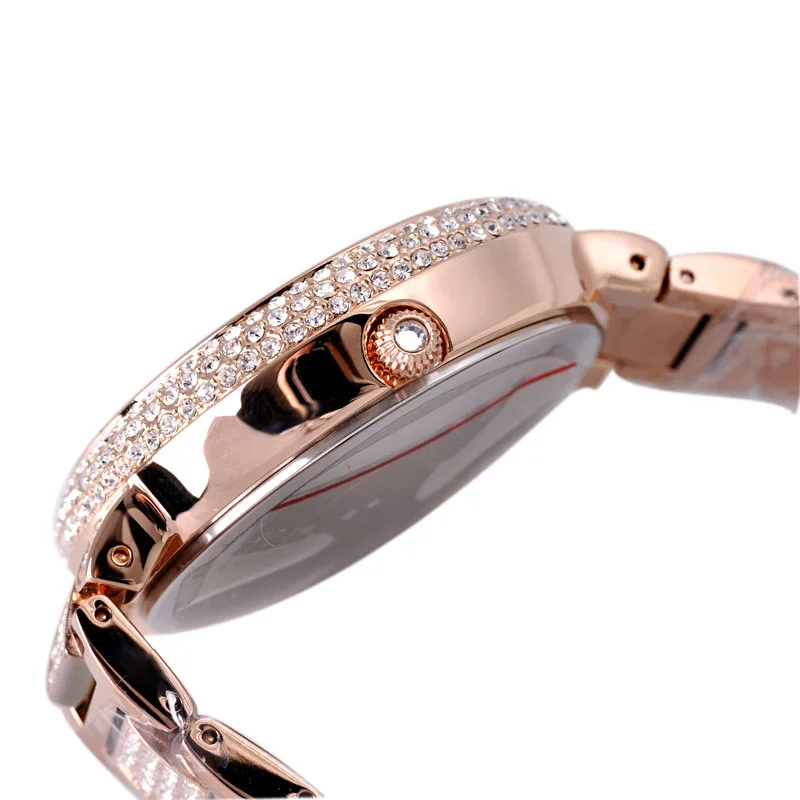 Women's Luxury Bling Rhinestone Full Steel Leopard Watches Women Fashion Trendy Quartz Watch Waterproof Rose Gold Silver Clock