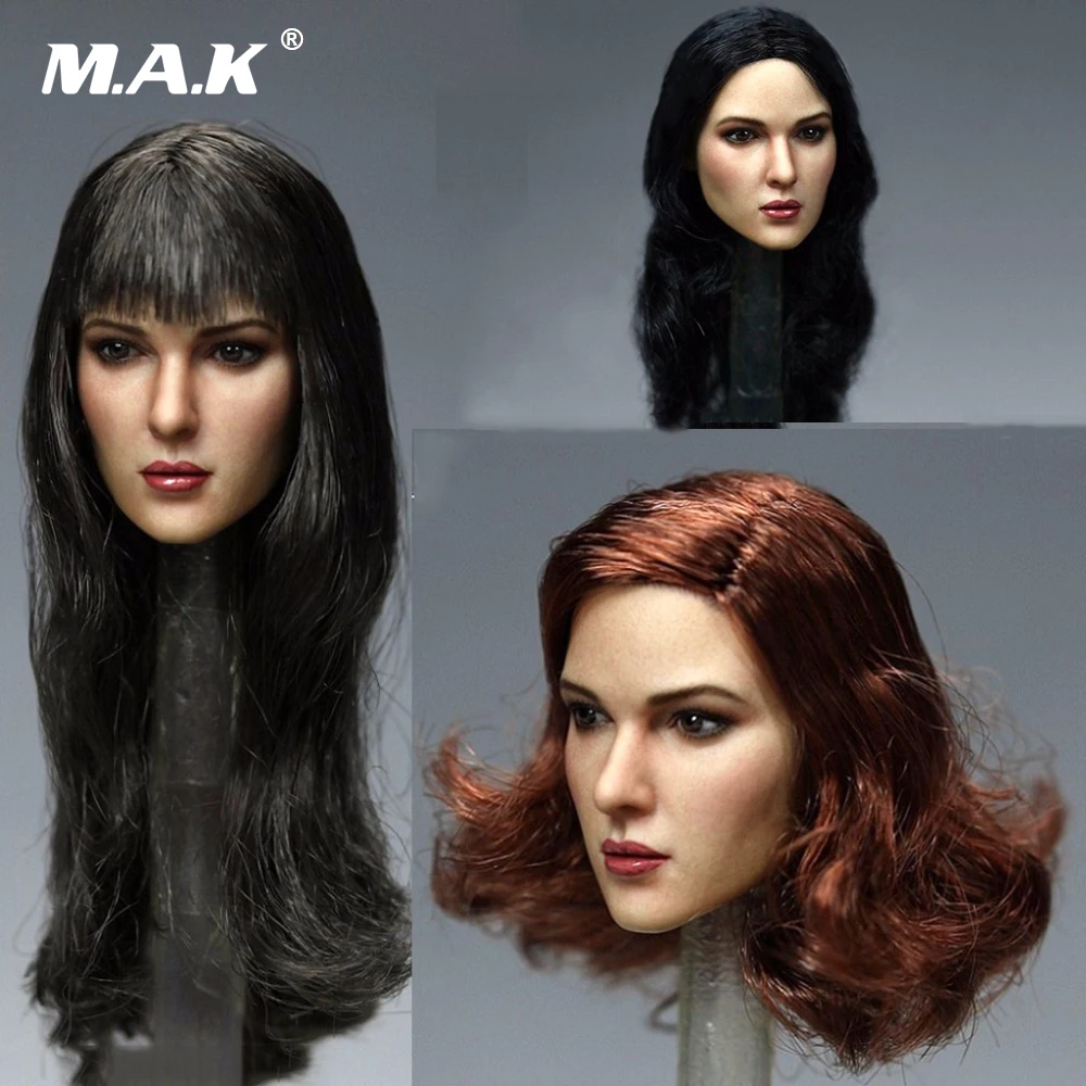 

KM TOYS 1/6 European Long curly hair Female Head Carved Sculpt Model KT011 A B C For 12'' PH S07 Pale Body Action Figures