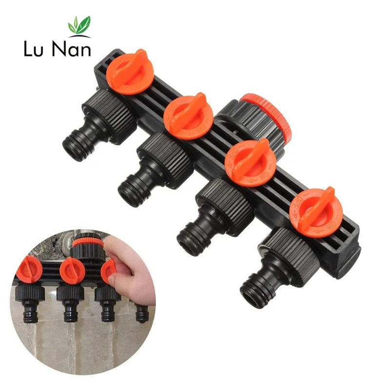 

1 Pc Irrigation Connection Device Garden Hose Pipe Splitter Plastic Drip Irrigation Water Connector Agricultural 4 Way Tap 3/4