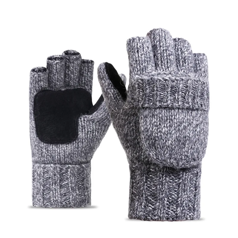 20Pair Women Men Knitted Flip Top Gloves Winter Wool Gloves Mitten Flocking Warm Knitted