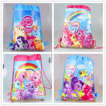 

12Pcs Hot Sale My little pony cartoon non-woven fabrics drawstring backpack schoolbag shopping bag