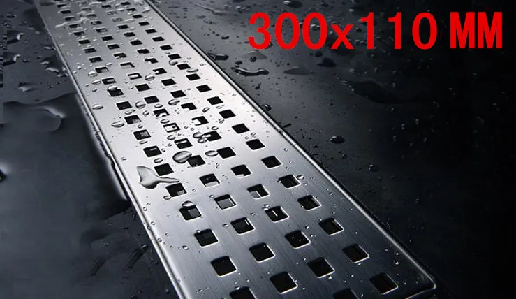 Продажа 304 нержавеющая сталь Ванная комната Ванна 300x110 мм квадратный этаж душа крылом ловушка сточная решетка крышку фильтра DR007