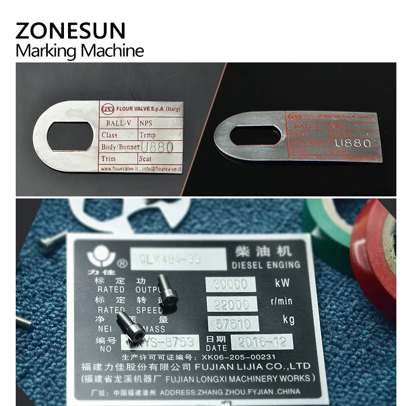 ZONESUN 3 мм тиснильного станка гравировка металлическая табличка с этикетками