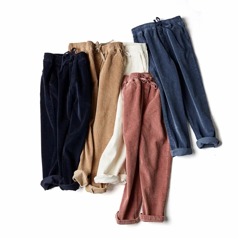 GOPLUS винтажные вельветовые брюки осень-зима женские эластичные с высокой талией свободные шаровары брюки Femme Повседневные длинные брюки C6662