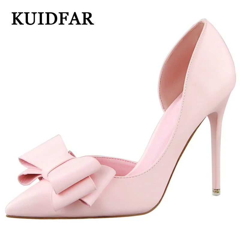 

KUIDFAR New Women Pumps Thin High Heels Women Shoes Hollow Pointed Toes Spring Sweet High Heels 3168-2