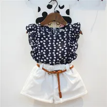 2019 New Summer Casual Children Sets Flowers Blue T-shirt+ Pants Girls Clothing Sets Kids Summer Suit For 3-7 Years 2019 New Summer Casual Children Sets Flowers Blue T-shirt+ Pants Girls Clothing Sets Kids Summer Suit For 3-7 Years