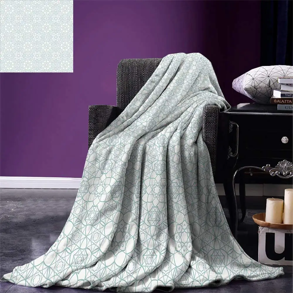 

Moroccan Throw Asian Culture Inspired Spiritual Elements Arabic Geometric Design Eastern Stars Warm Microfiber Blanket