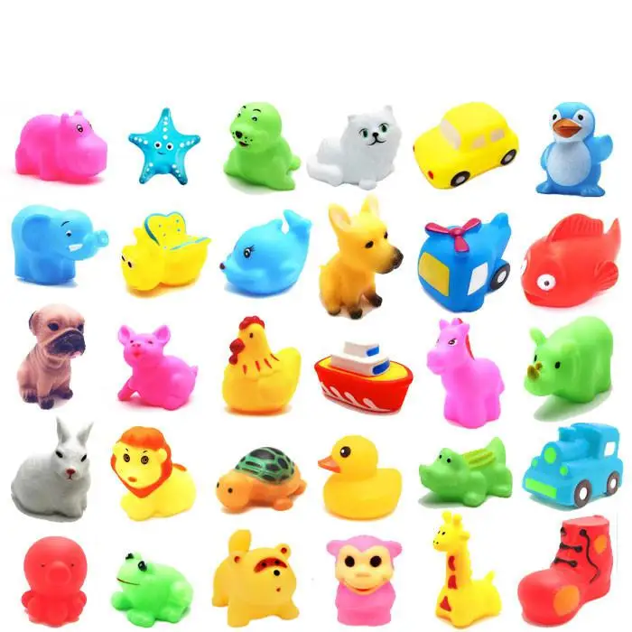 

Cute Animals Swimming Water Toys Colorful Soft Floating Rubber Duck Squeeze Sound Squeaky Bathing Toy For Baby Bath Toys