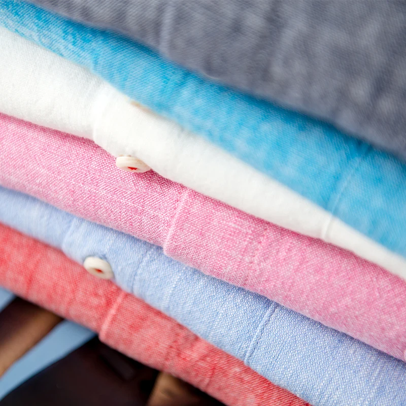 Men's Regular-Fit Shirt Cotton Line Long Sleeve Loose Business Dress Pure Color Button Shirt Men Blue White Tops Camisa Hombre L cotton shirt long sleeve shirt men casual shirt