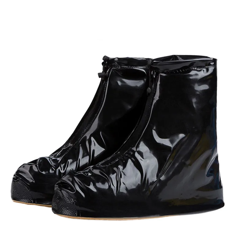 Aleafalling однотонные красочные водонепроницаемый чехол для обуви плотные Складные портативные сапоги модные путешествия пластиковые сапоги на молнии SC005 - Цвет: Black