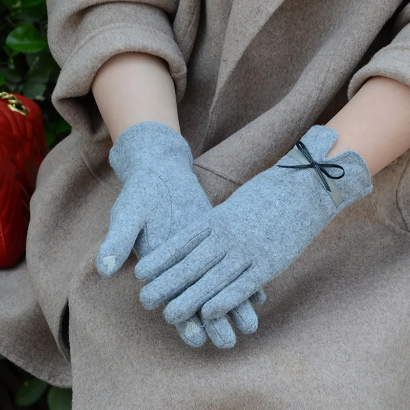 Женские перчатки для сенсорных перчаток, зимние женские теплые кашемировые кожаные перчатки для стрельбы из лука, шерстяные перчатки с вышивкой и сенсорным экраном C22