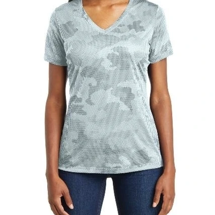 Sport-Tek LST370 Ladies CamoHex V Neck Tee White - 3XL (1)