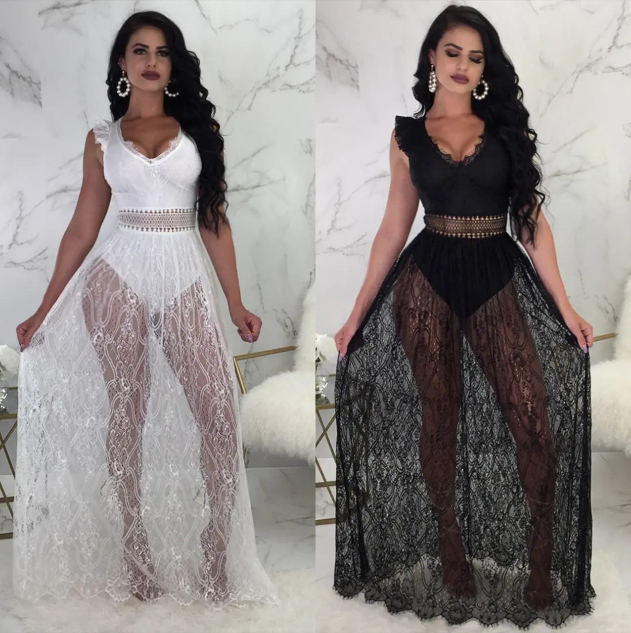 

Sexy lace perspective dress Q078